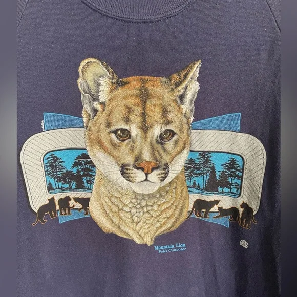 Vintage 90s Cougar Mountian Lion Crewneck Sweatshirt Jerzees Made In USA XXL - Picture 2 of 14